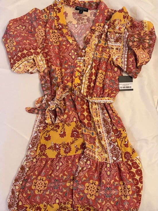 Absolutely Famous Dresses & Skirts - Absolutely Famous Yellow and Rust Paisley Midi Dress